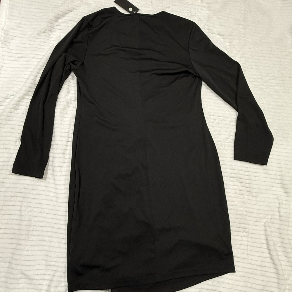 Kara and Kate Black Long Sleeve Deep V-Neck Mesh Inset Mini Dress 3XL - Picture 7 of 9